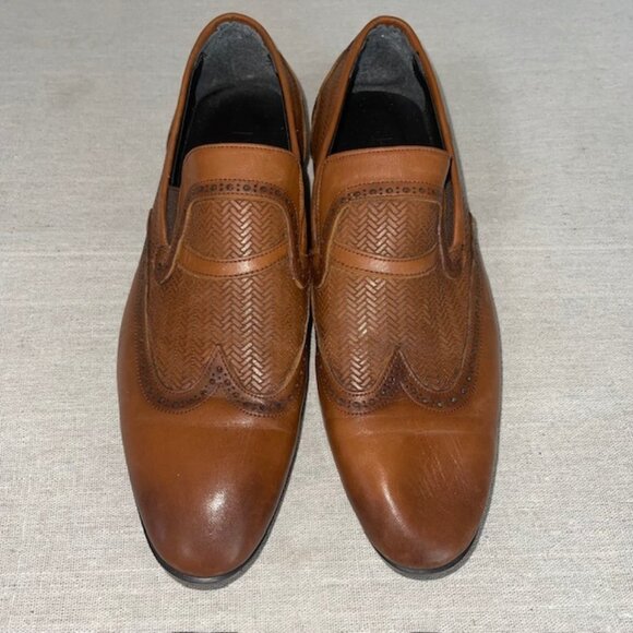 Ducavelli Other - Ducavelli Cognac Tan Burnt Toe Men's Size 40 7M Slip-on Leather Dress Shoe